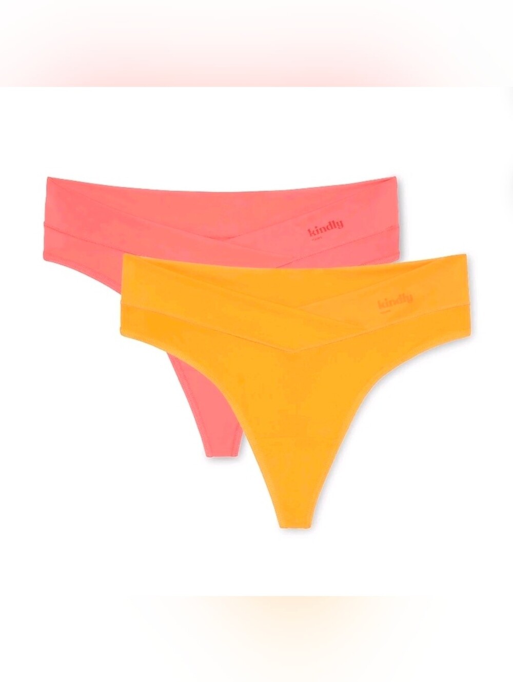 Kindly Yours NEW Crossover Waist Thong Panties 2-Pk Coral Orange Plus Size XXXL